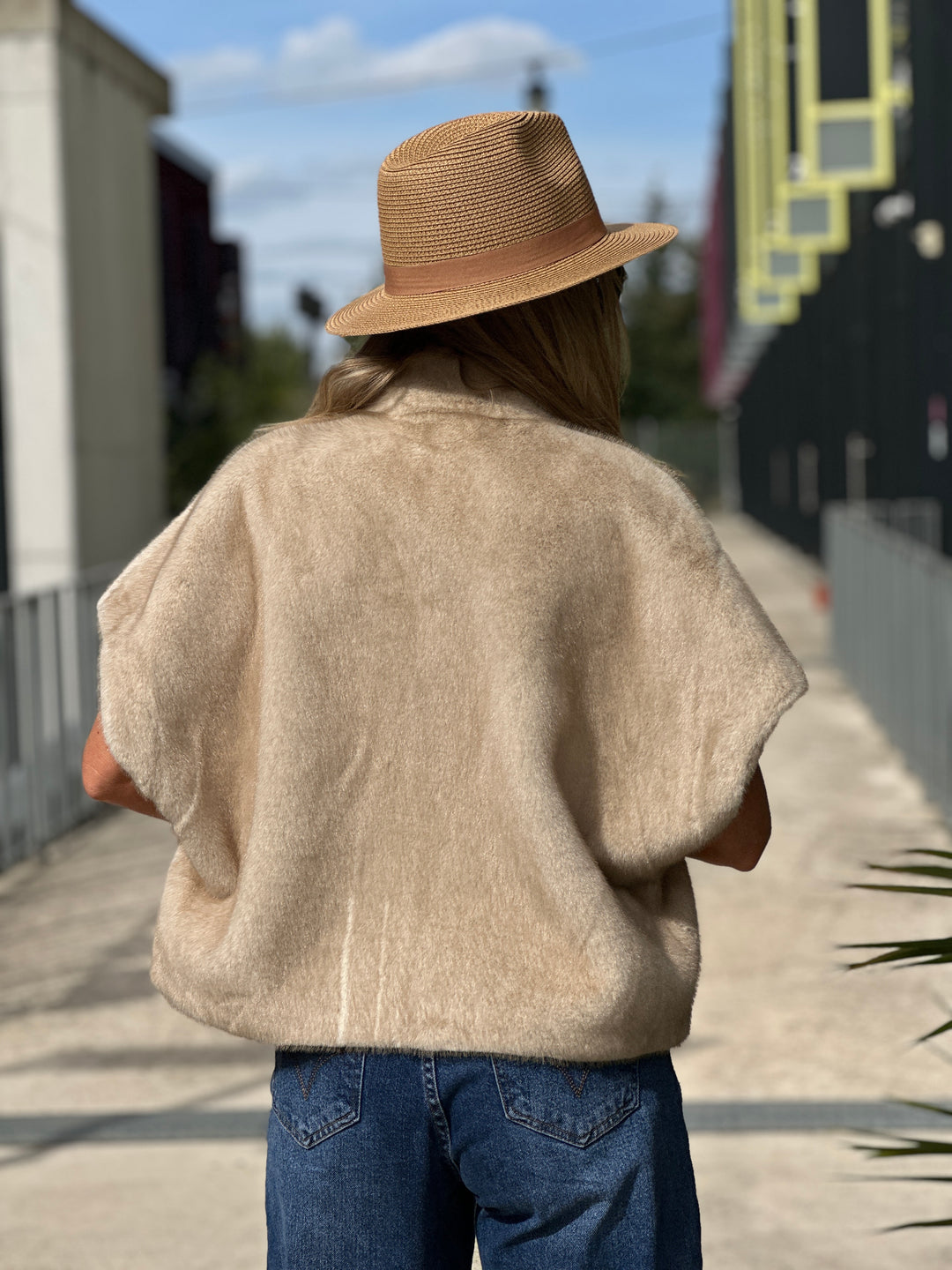 Gilet fourrure réversible F215 Beige