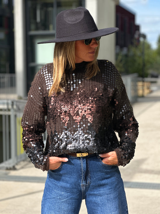 Pull choco aux sequin Catalina