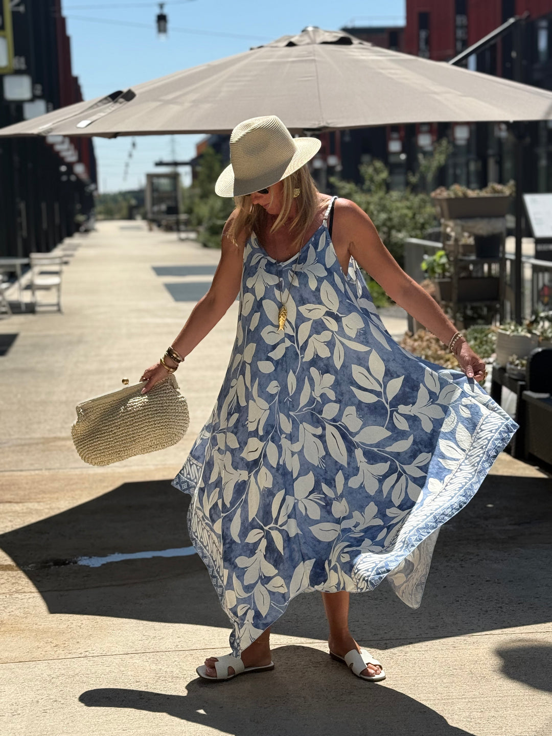 Robe imprimée coloris BLEU R687