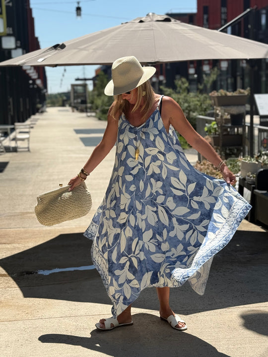 Robe imprimée coloris BLEU R687