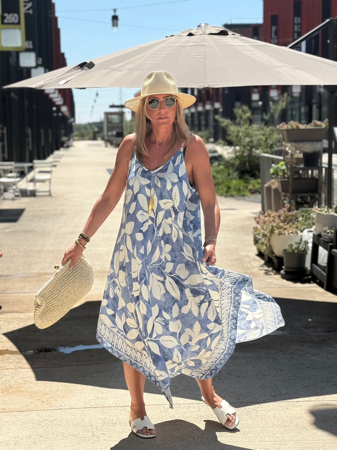 Robe imprimée coloris BLEU R687