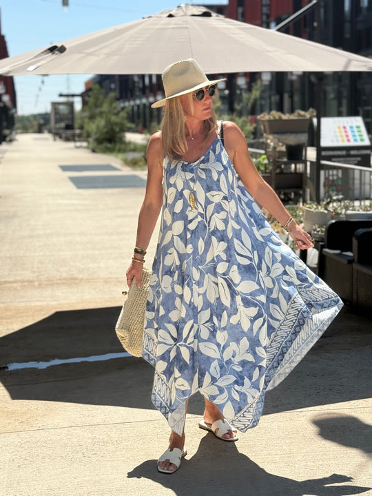 Robe imprimée coloris BLEU R687