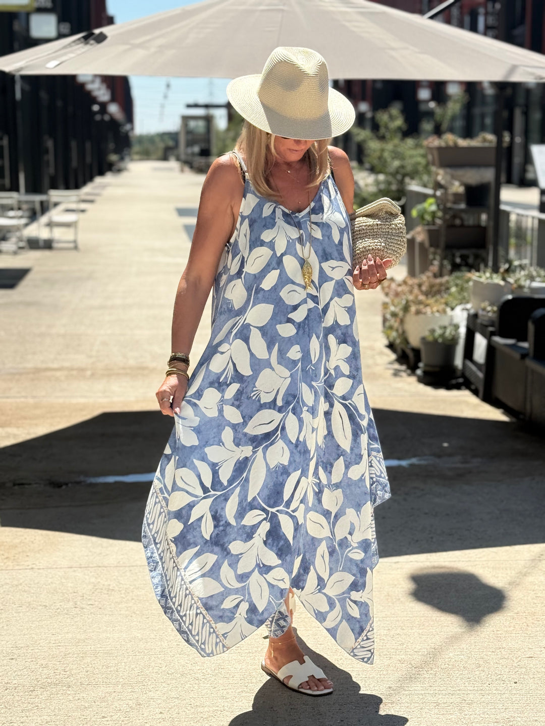 Robe imprimée coloris BLEU R687