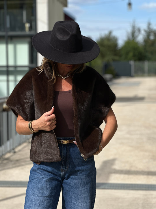 Gilet fourrure réversible F215 Choco