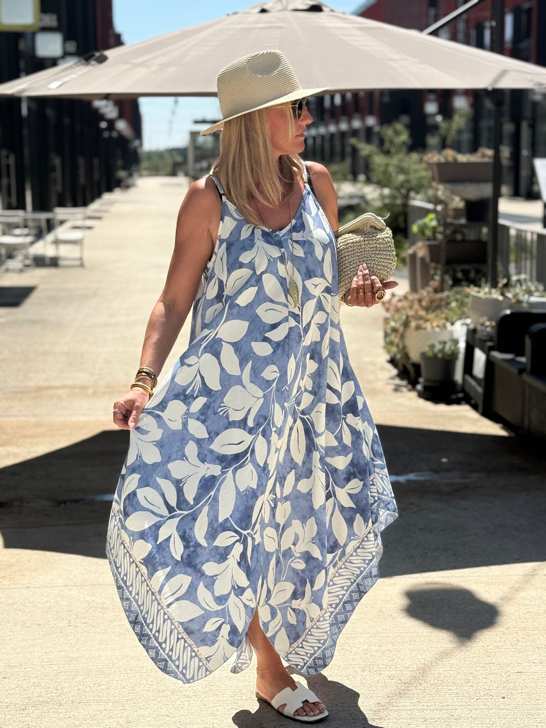 Robe imprimée coloris BLEU R687