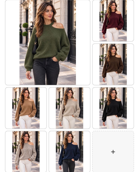 Pull manches long épaules ouverte 8838