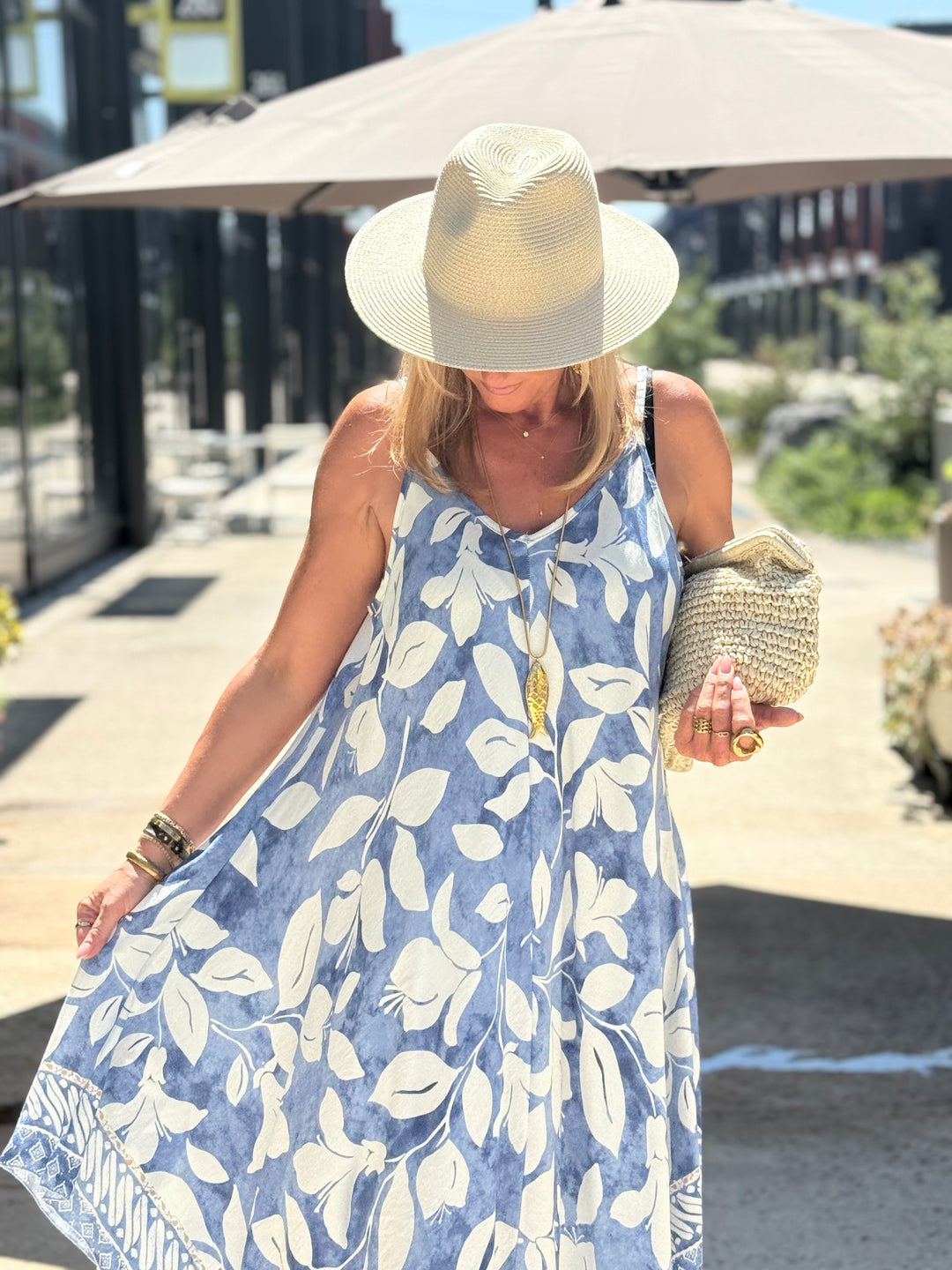 Robe imprimée coloris BLEU R687