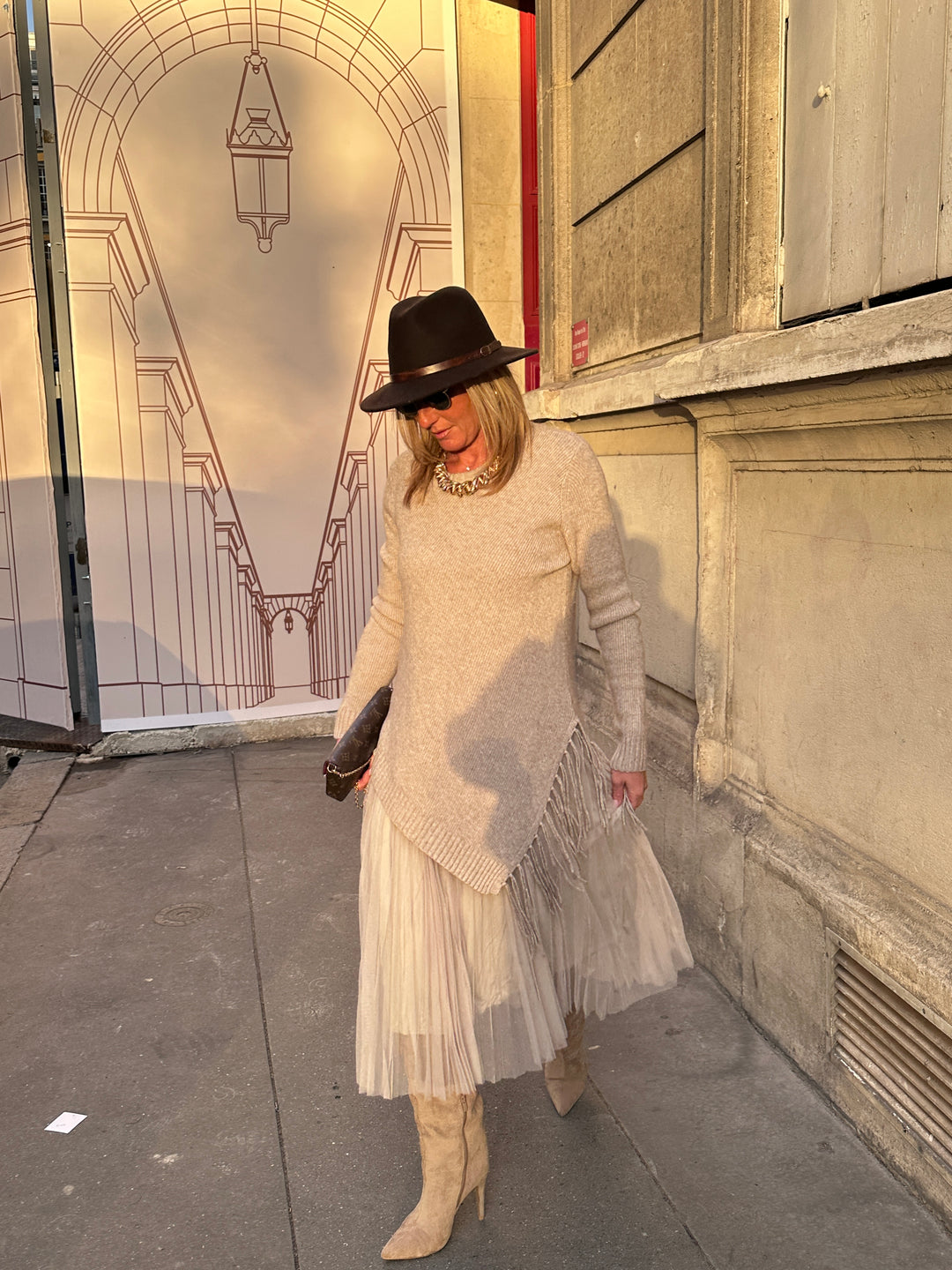 Pull Robe asymétrique franges voile 5318