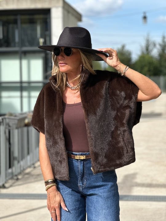 Gilet fourrure réversible F215 Choco