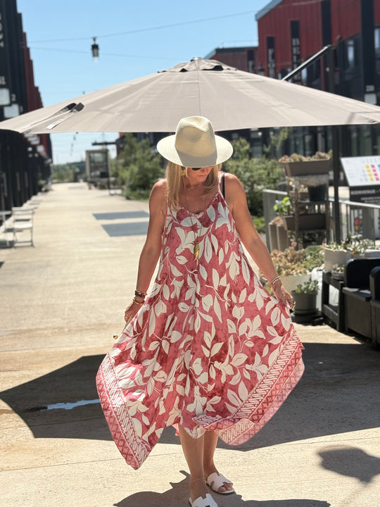 Robe imprimée coloris ROSE R687