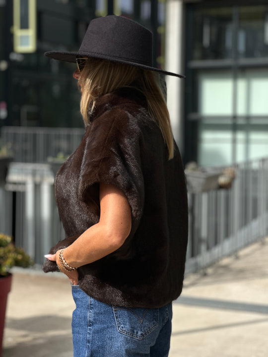 Gilet fourrure réversible F215 Choco