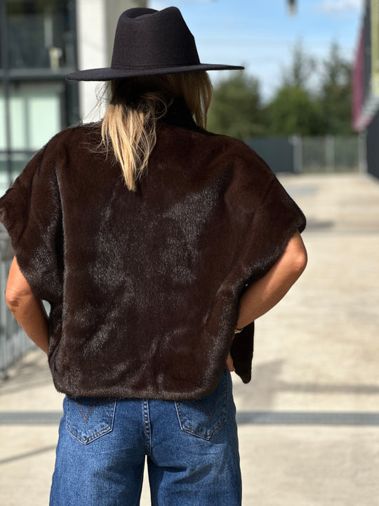 Gilet fourrure réversible F215 Choco