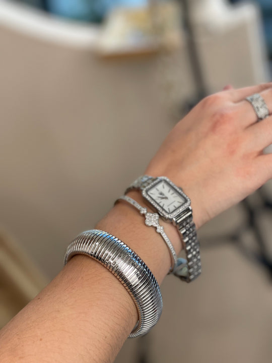Bracelet manchette argente épais