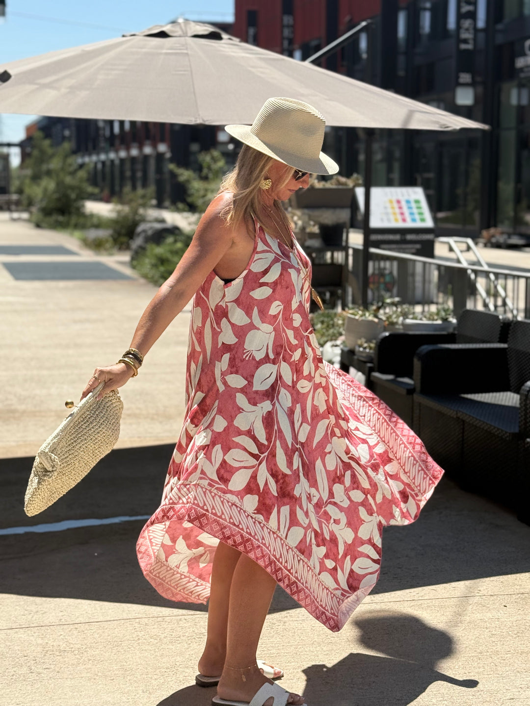 Robe imprimée coloris ROSE R687