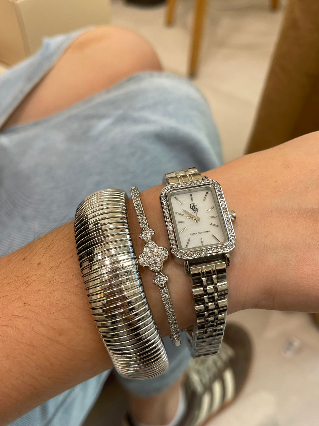 Bracelet manchette argente épais