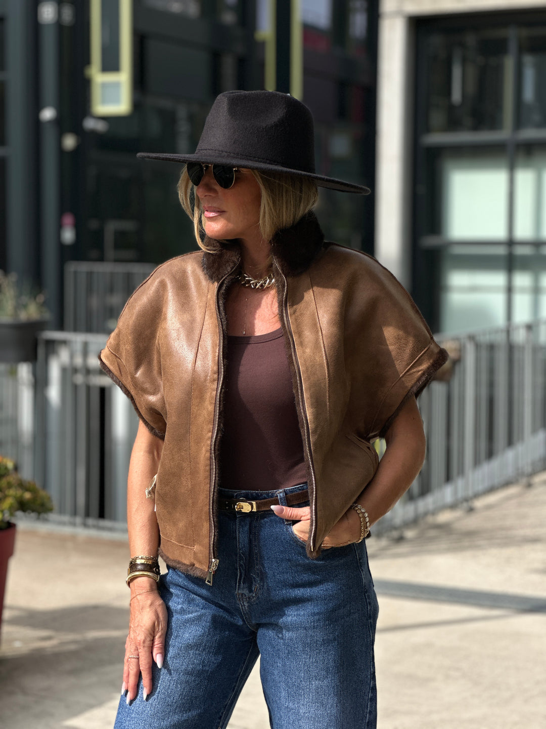 Gilet fourrure réversible F215 Choco