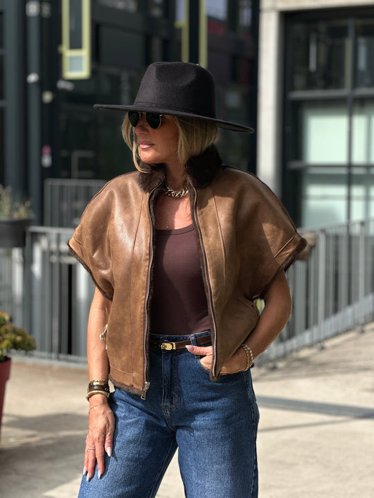 Gilet fourrure réversible F215 Choco