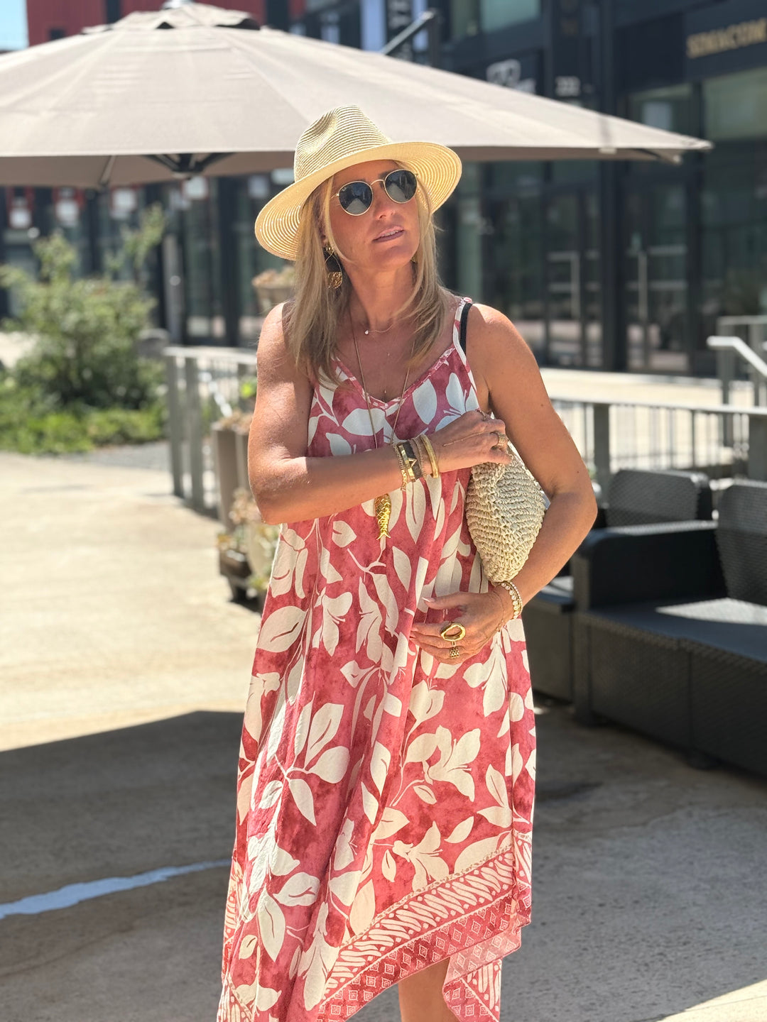 Robe imprimée coloris ROSE R687