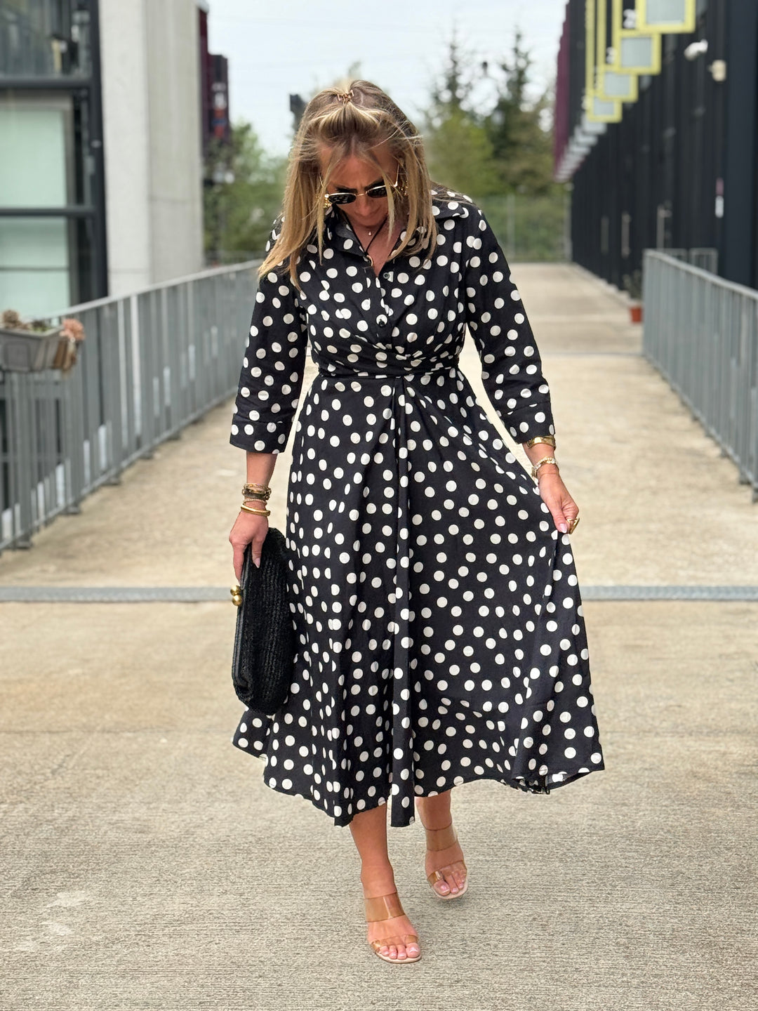 Robe long à pois Noir 4885