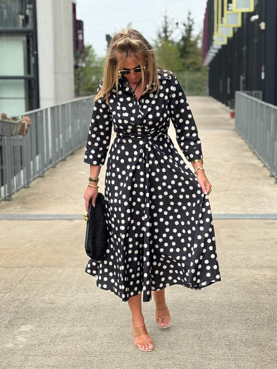 Robe long à pois Noir 4885