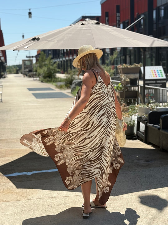 Robe imprimée zébré coloris MARRON R687