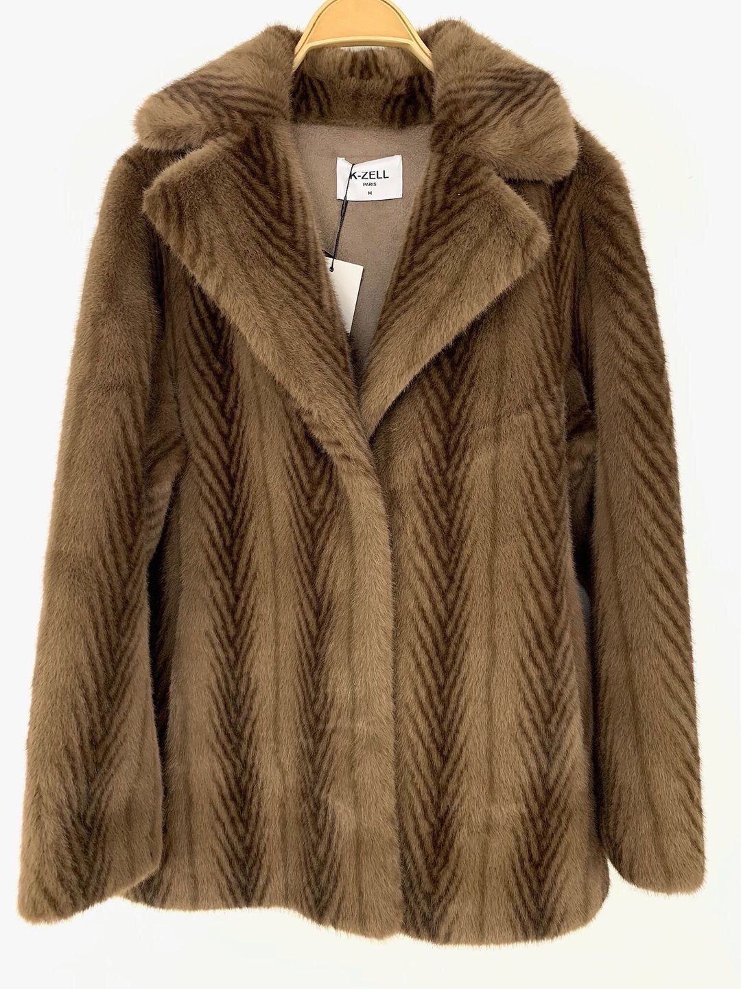 Fourrure longue rayure Taupe 8770