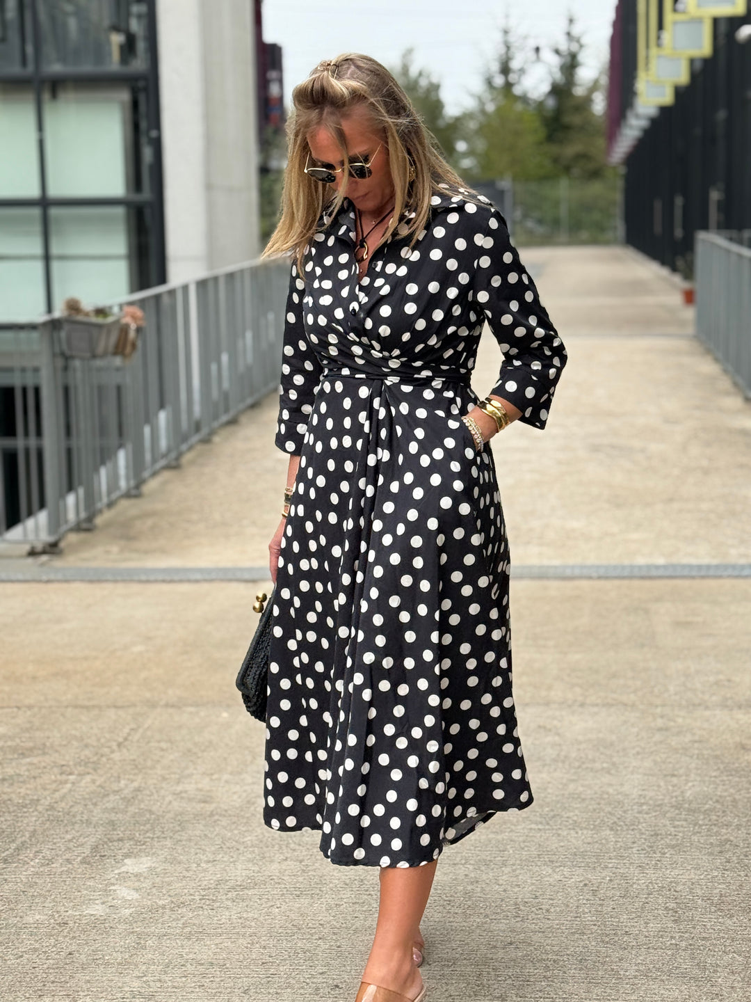 Robe long à pois Noir 4885