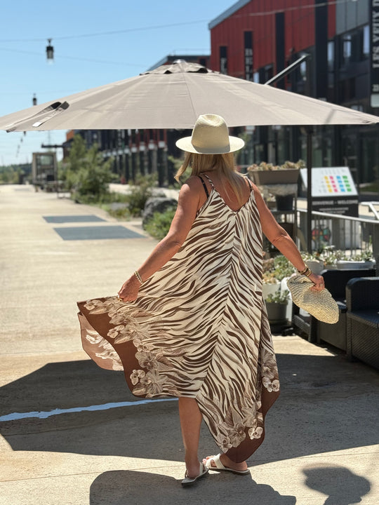 Robe imprimée zébré coloris MARRON R687