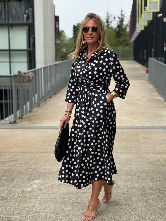 Robe long à pois Noir 4885