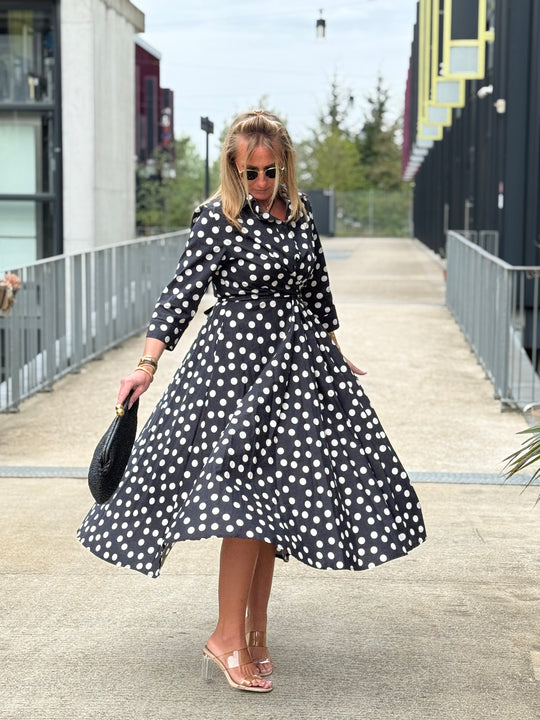 Robe long à pois Noir 4885