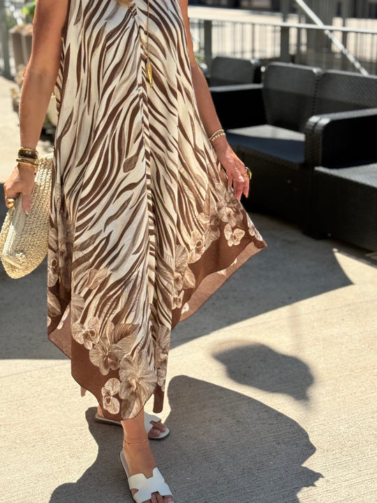 Robe imprimée zébré coloris MARRON R687