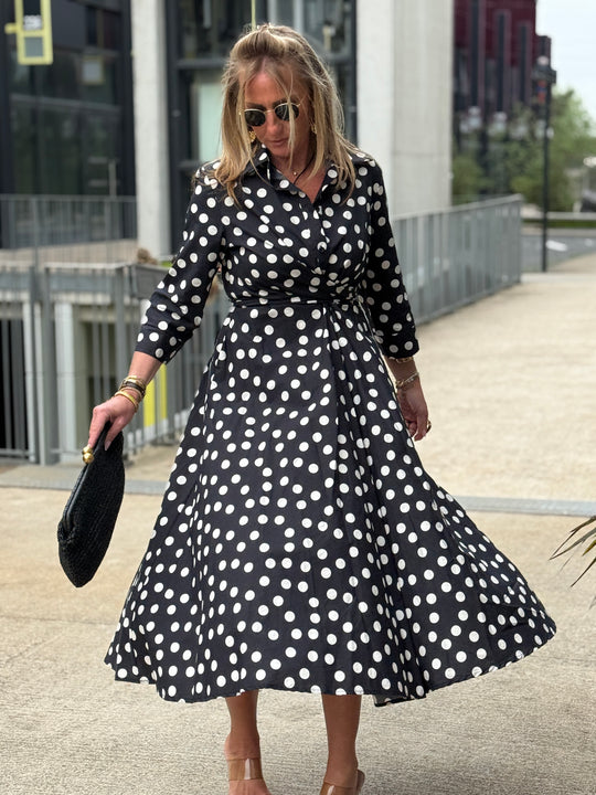 Robe long à pois Noir 4885