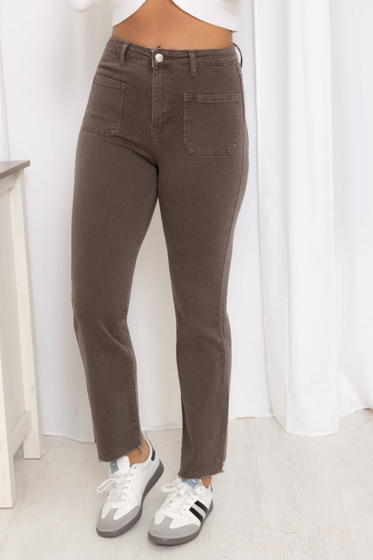 Jean 7/9 en Taupe 77226