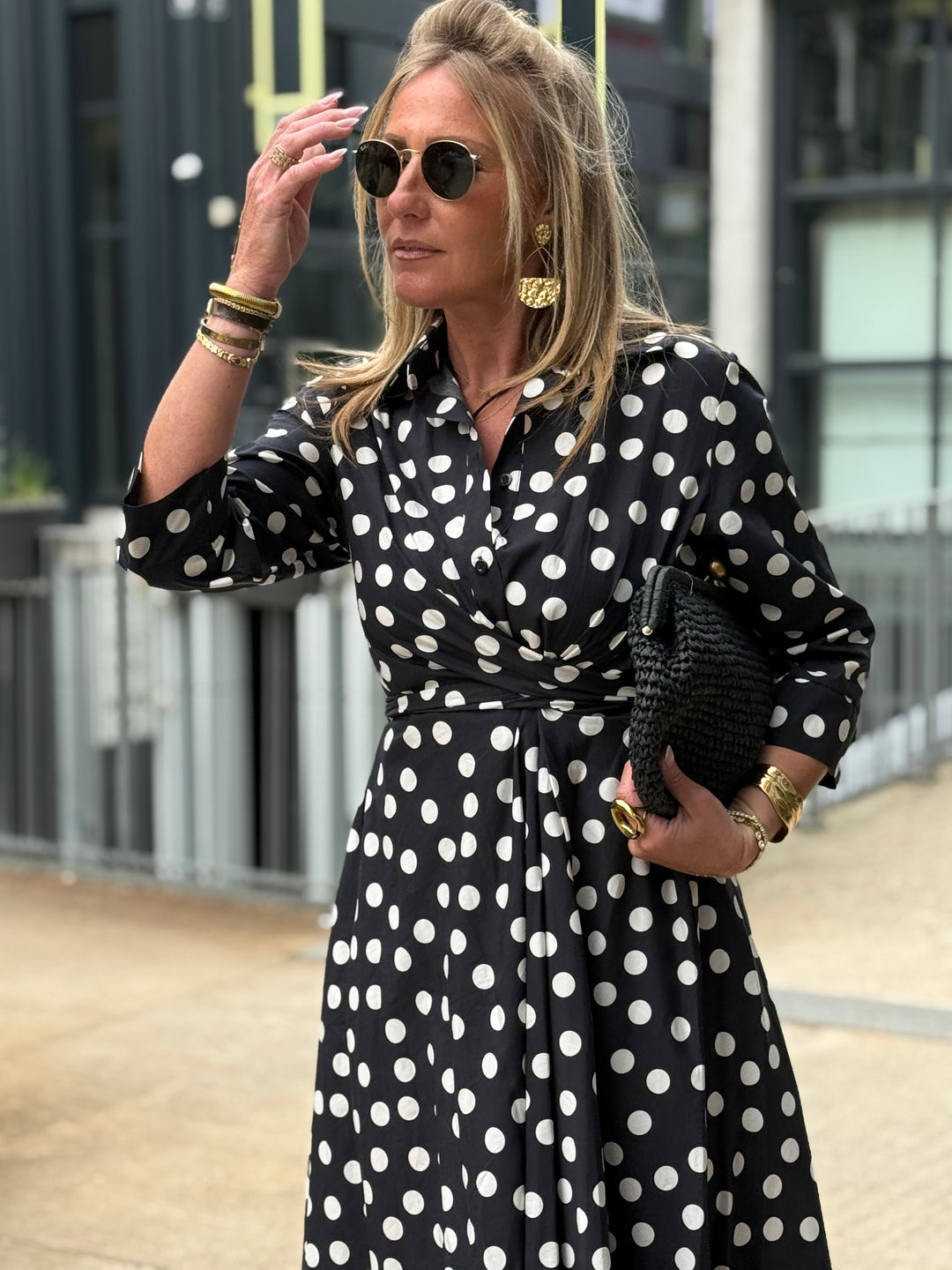 Robe long à pois Noir 4885