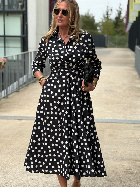 Robe long à pois Noir 4885