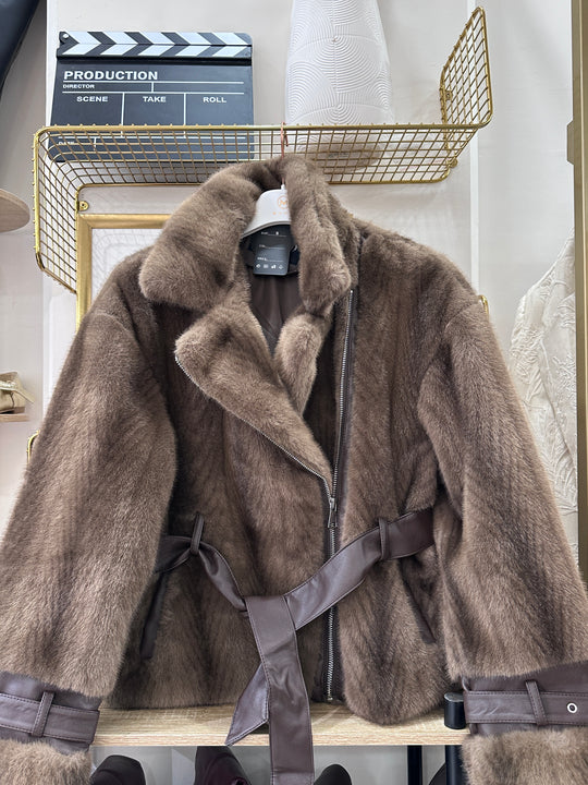 Veste fourrure dégradée zip asymétrique CHOCO 202248
