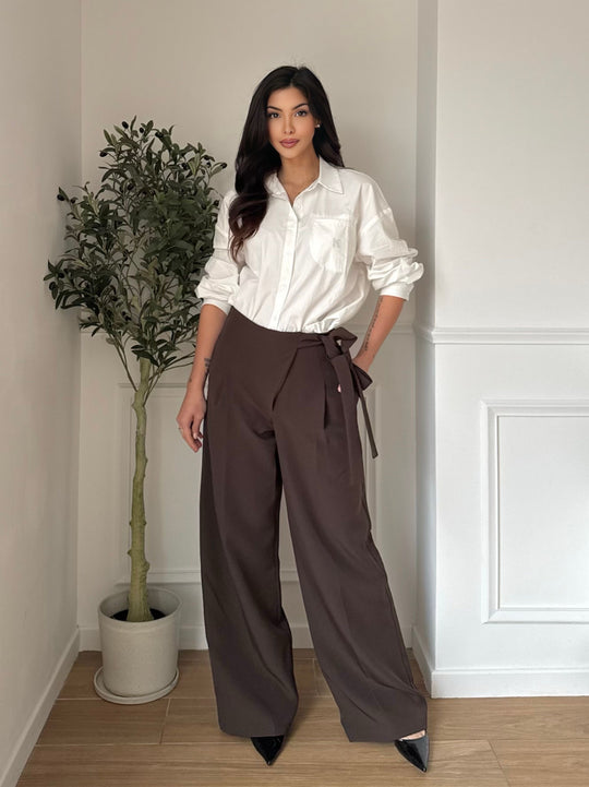 Pantalon pince attaché côté 778 choco