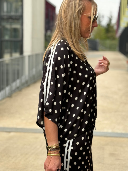 T-shirt Soie à pois Noir 15161