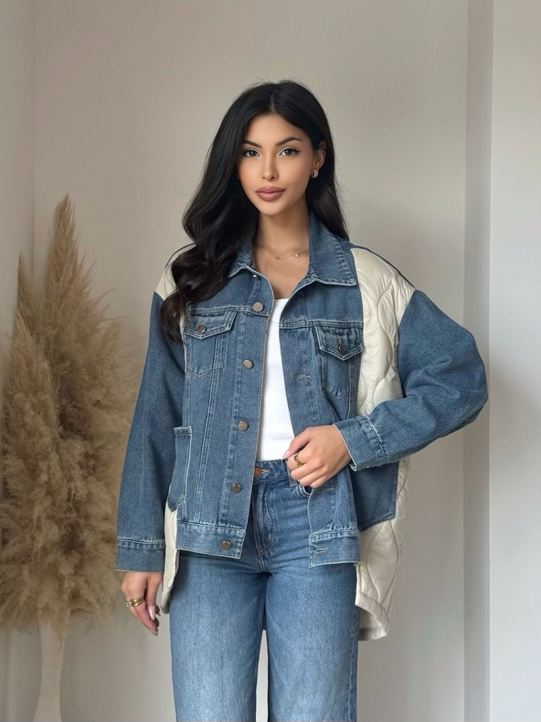 Veste jean matelassé Beige 3162