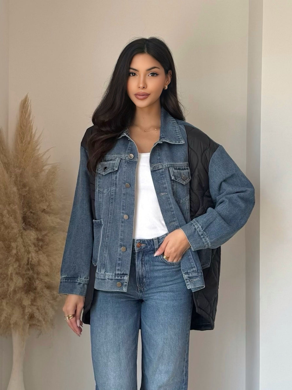 Veste jean matelassé Noir 3162