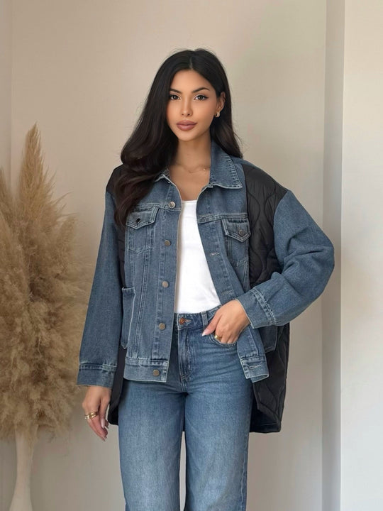 Veste jean matelassé Noir 3162