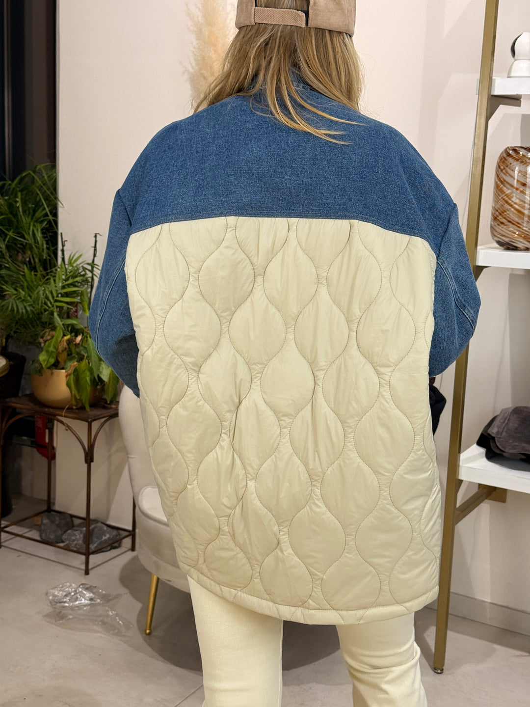 Veste jean matelassé Beige 3162