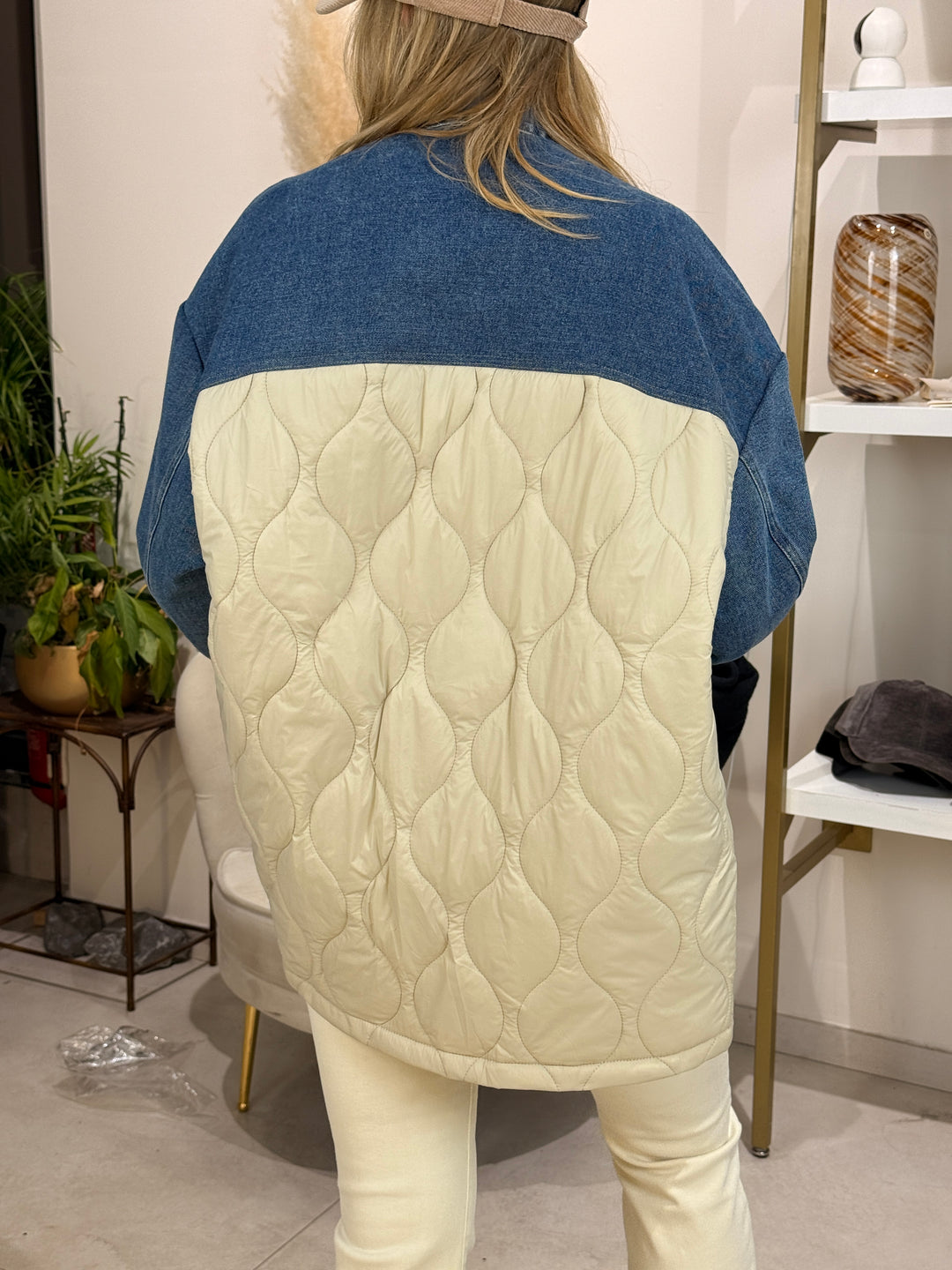 Veste jean matelassé Beige 3162