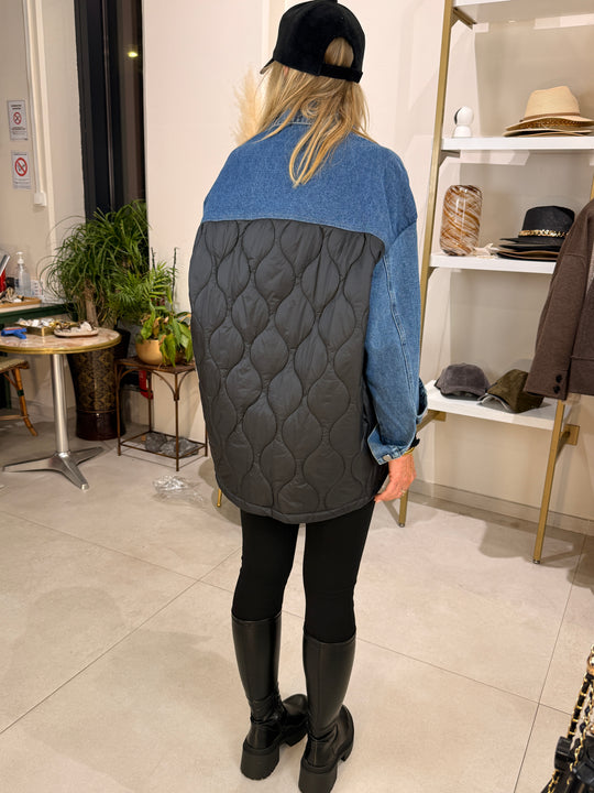 Veste jean matelassé Noir 3162