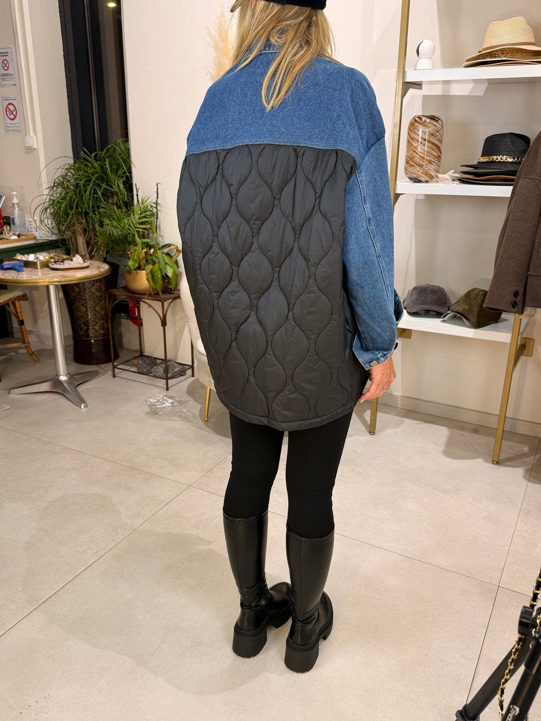 Veste jean matelassé Noir 3162