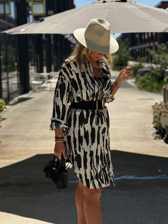 Robe chemise motif zébré R630 NOIR