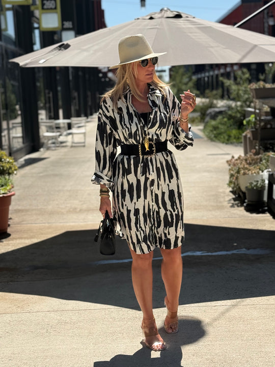 Robe chemise motif zébré R630 NOIR