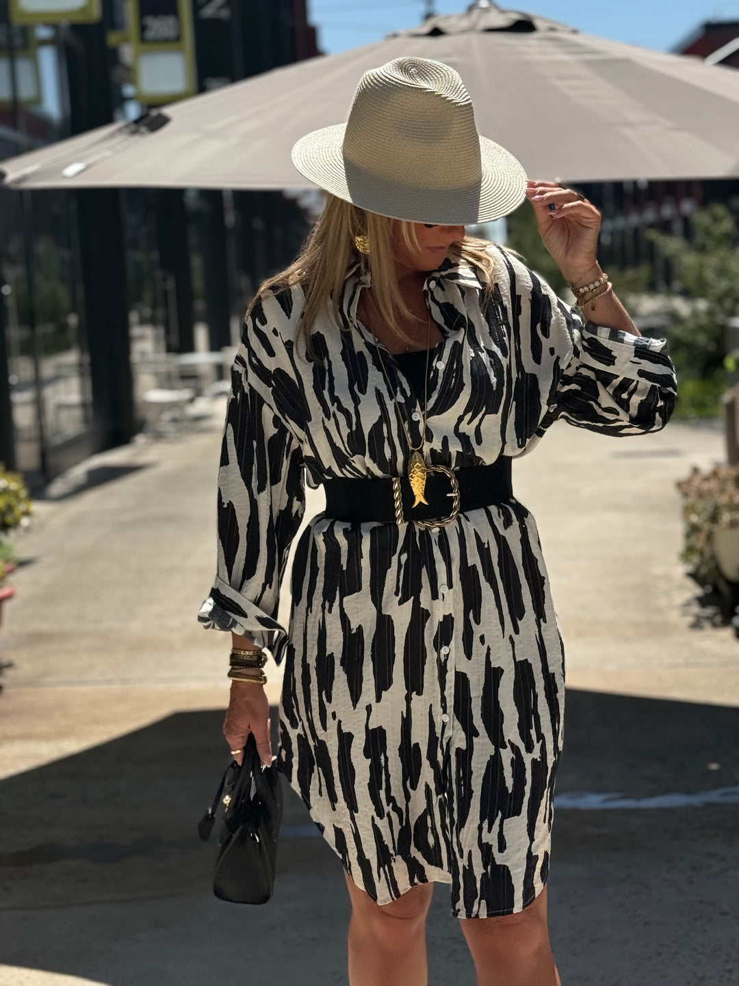 Robe chemise motif zébré R630 NOIR