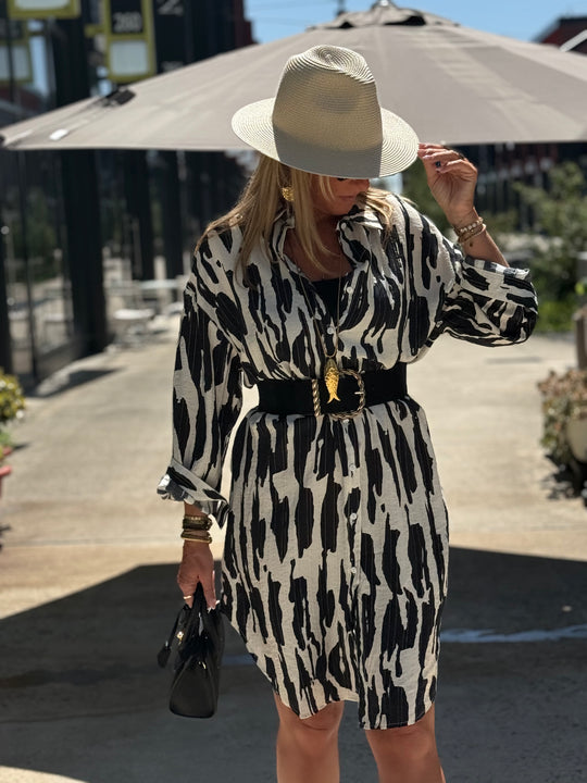 Robe chemise motif zébré R630 NOIR