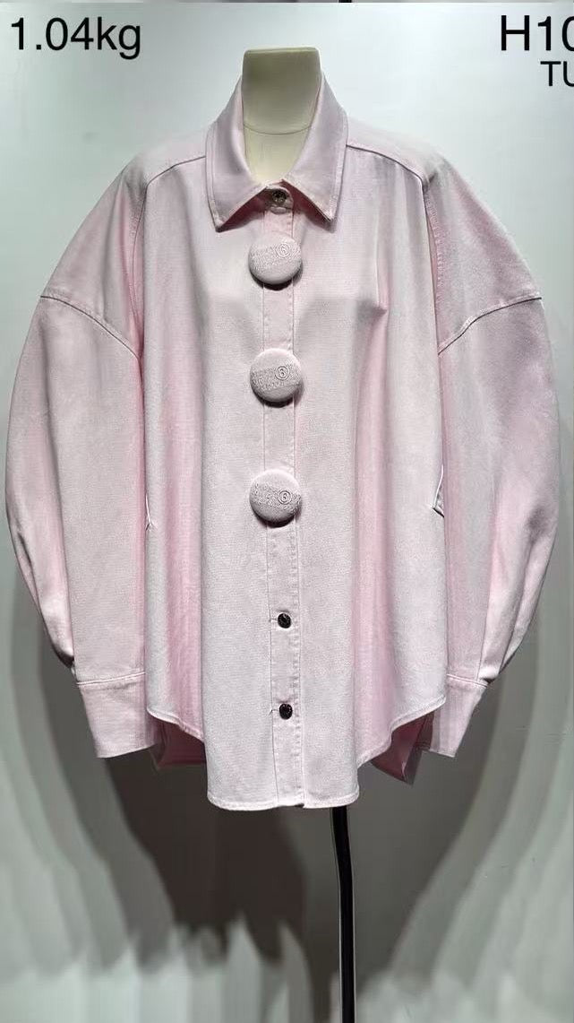 Veste jean gros boutons Rose H10026